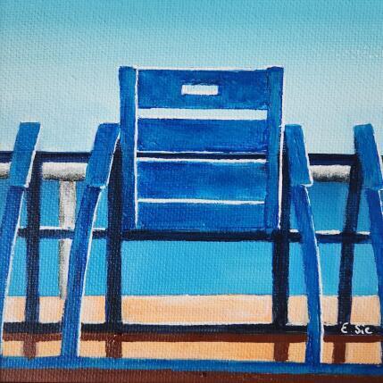 Peinture La classique chaise bleue de Nice par Sie Evelyne | Tableau Figuratif Acrylique Scènes de vie