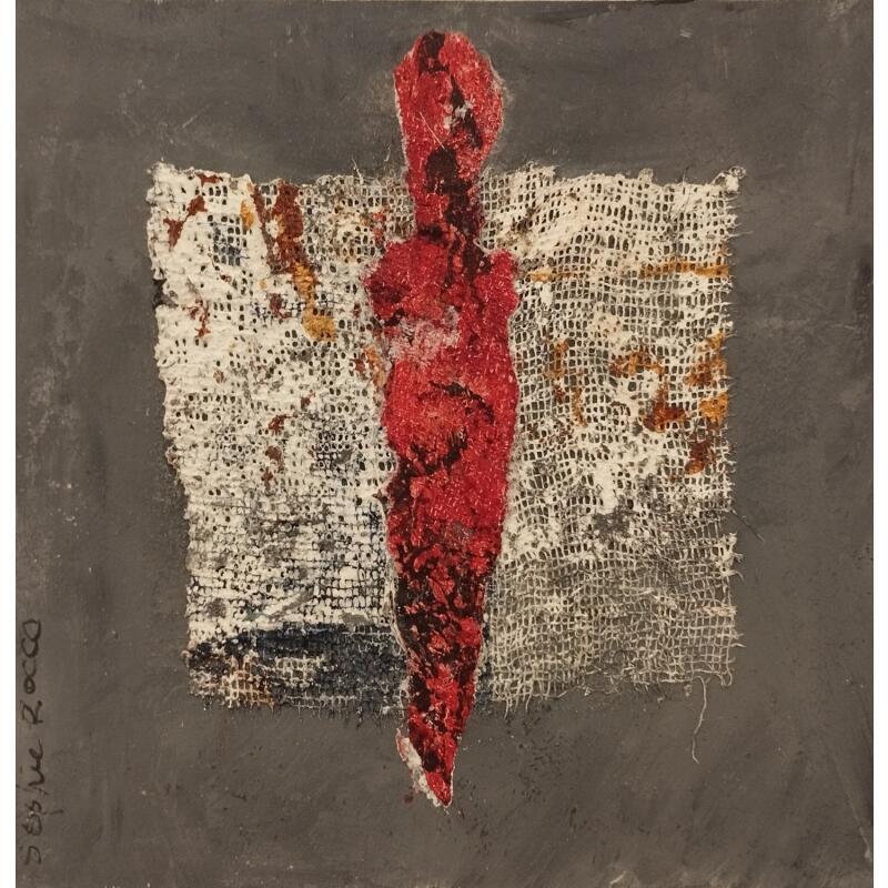 Painting Cinabre grisé by Rocco Sophie | Painting Raw art Acrylic Gluing Sand