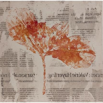 Peinture Feuille d'or par Rocco Sophie | Tableau Art Singulier Acrylique, Collage, Sable