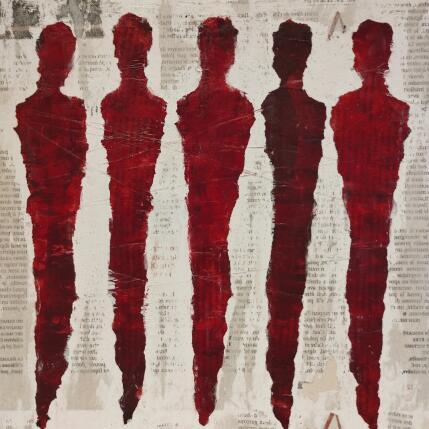 Peinture Les fervents par Rocco Sophie | Tableau Art Singulier Acrylique, Collage, Sable