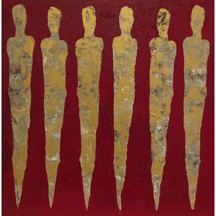 Painting Les fées magiques d'or by Rocco Sophie | Painting Raw art Acrylic, Gluing, Sand