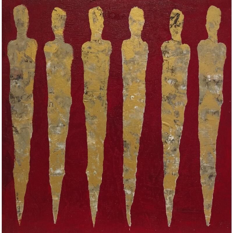 Painting Les fées magiques d'or by Rocco Sophie | Painting Raw art Acrylic Gluing Sand