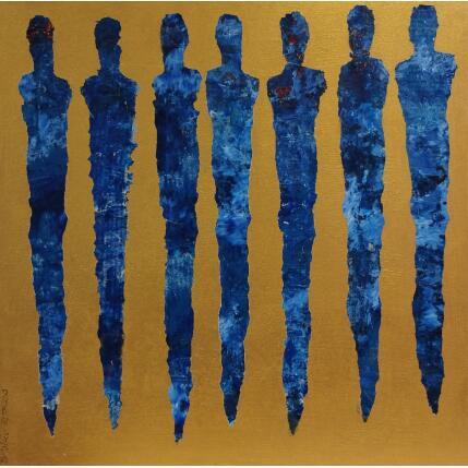 Painting Les hommes bleus by Rocco Sophie | Painting Raw art Acrylic, Gluing, Sand