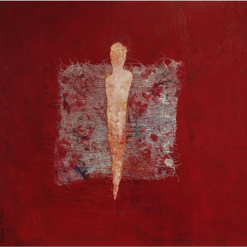 Painting Cinabre Pompeïen by Rocco Sophie | Painting Raw art Acrylic Gluing Sand