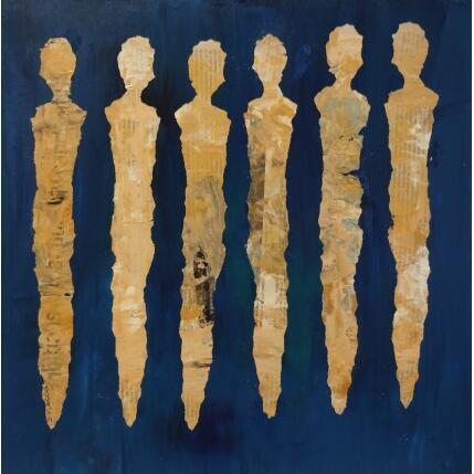 Peinture Les Fervents par Rocco Sophie | Tableau Art Singulier Acrylique, Collage, Sable