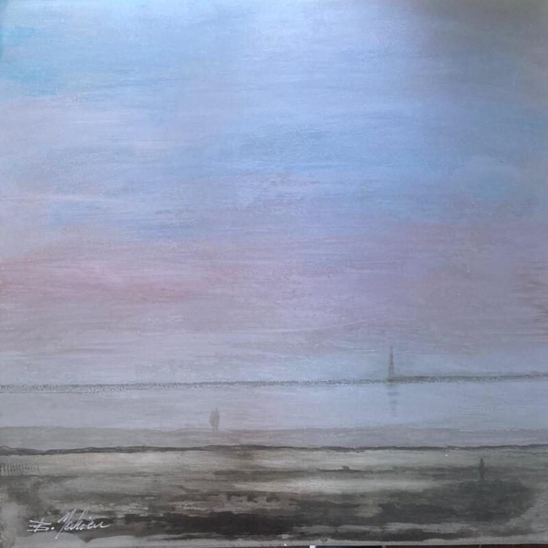 Peinture Les Salins sous la brume  par Mahieu Bertrand | Tableau Figuratif Paysages Métal