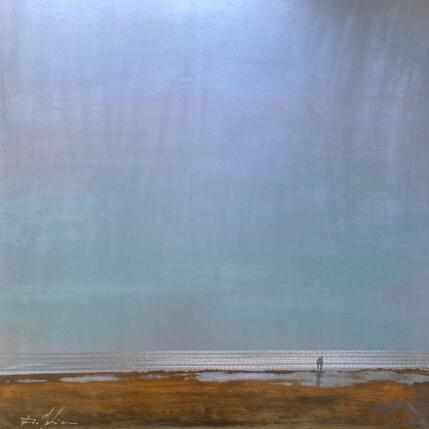 Peinture Couple plage du Lido par Mahieu Bertrand | Tableau Figuratif Métal Paysages