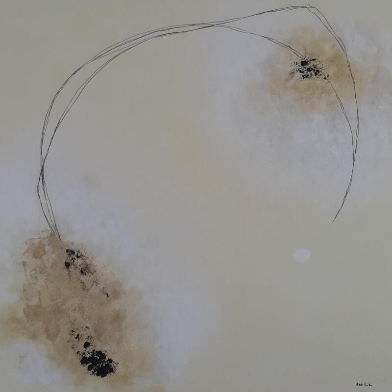 Peinture abstract white F 17 par Wilms Hilde | Tableau Abstrait Acrylique Encre Sable