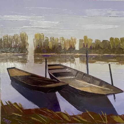 Painting Sérénité by Clavel Pier-Marion | Painting Impressionism Oil Landscapes, Pop icons