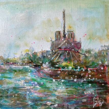 Peinture Notre Dame morning par Solveiga | Tableau Acrylique
