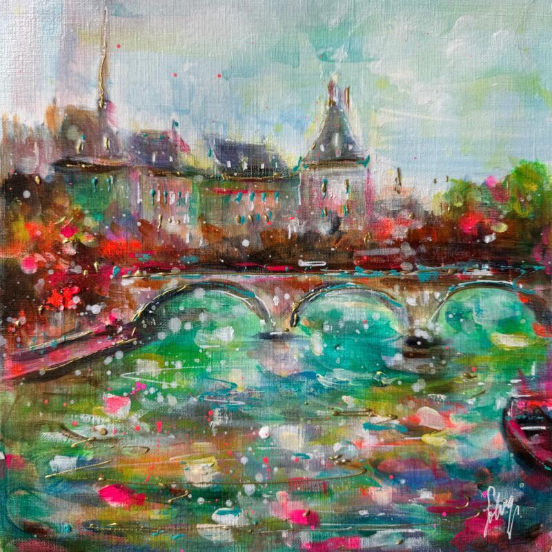 Painting On the river Seine  by Solveiga | Painting Acrylic