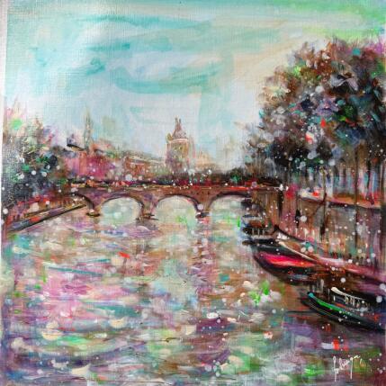 Peinture Moody Paris par Solveiga | Tableau Impressionnisme Acrylique Architecture, Urbain