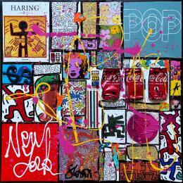 Painting POP NY by Costa Sophie | Painting Pop-art Acrylic, Gluing, Upcycling