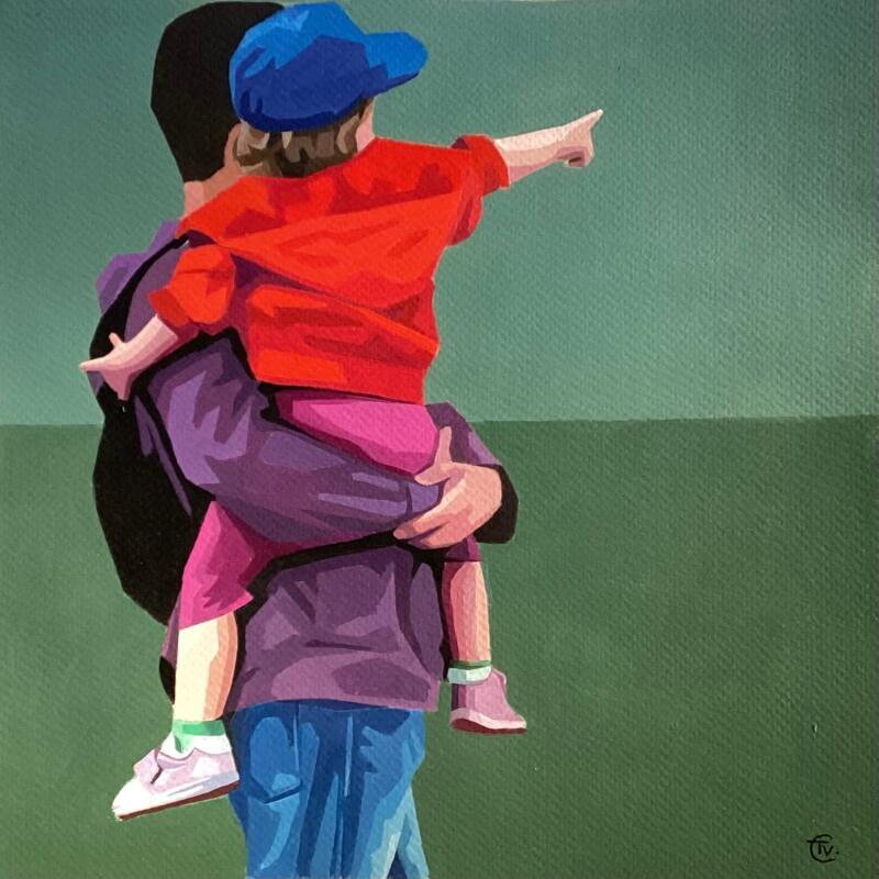Peinture La vie devant soi par Colin Véronique | Tableau Figuratif Portraits Scènes de vie Enfant Acrylique