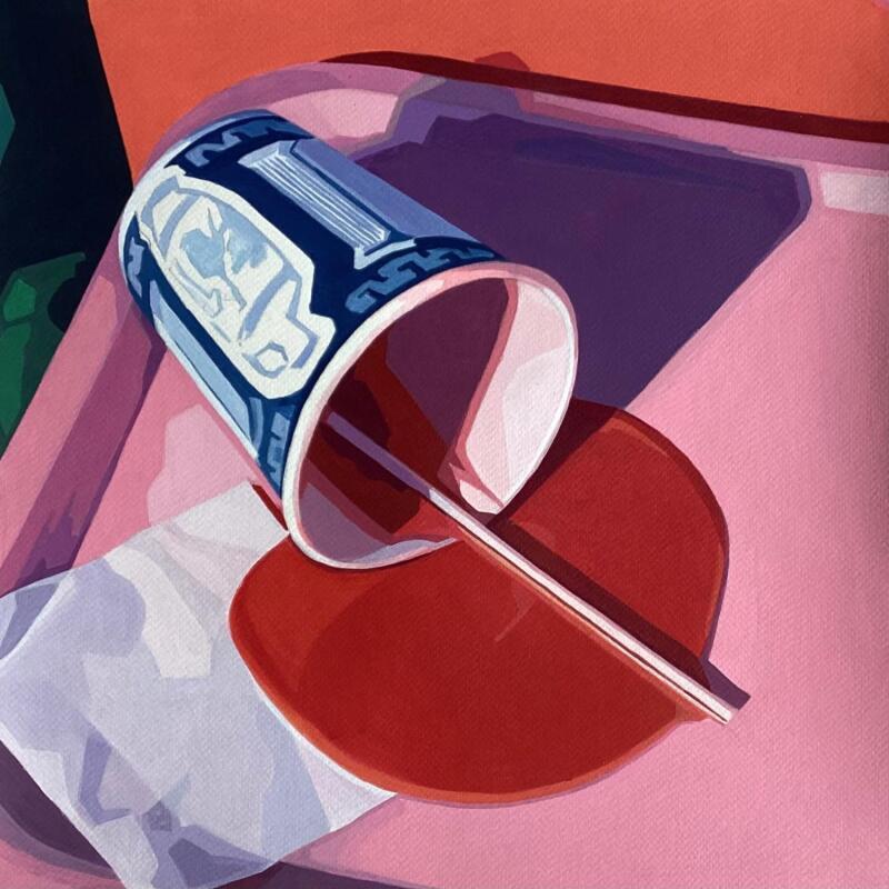 Peinture Fin du voyage par Colin Véronique | Tableau Figuratif Scènes de vie Natures mortes Minimaliste Acrylique