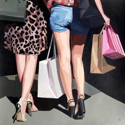 Peinture En revenant de chez Brigitte … par Colin Véronique | Tableau Figuratif Acrylique Portraits, Scènes de vie, Urbain