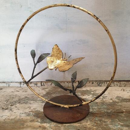 Sculpture papillon sur branche by Eres Nicolas | Sculpture