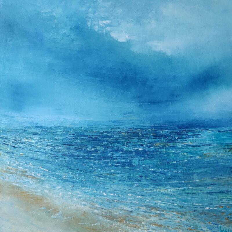 Pintura Mer bleu & or por Levesque Emmanuelle | Pintura Aceite