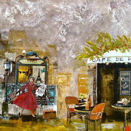 Peinture La vie Parisienne par Romanelli Karine | Tableau Figuratif Acrylique, Collage, Papier, Pastel, Posca Scènes de vie, Urbain