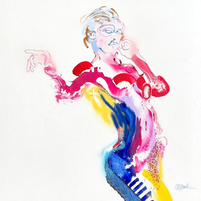 Peinture You're the One par Cressanne | Tableau Figuratif Nu Graffiti Acrylique Collage Textile Sable