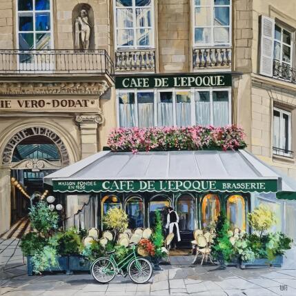 Peinture Le café de I'epoque par Rasa | Tableau Figuratif Acrylique Urbain