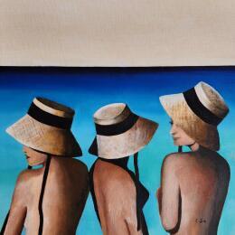 Painting Les Provençales by Sie Evelyne | Painting Figurative Acrylic Life style
