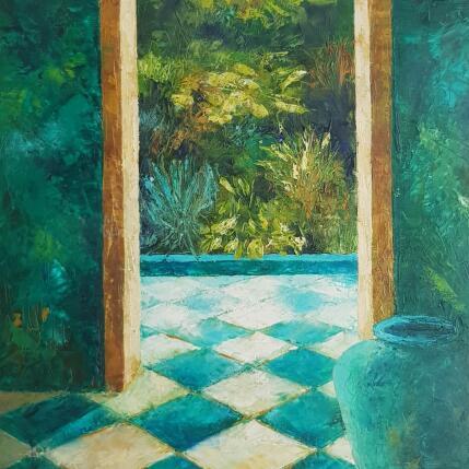 Peinture Carré de verdure par Bessé Laurelle | Tableau Figuratif Huile Architecture, Paysages, Scènes de vie