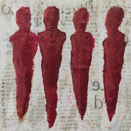 Peinture Les écoliers par Rocco Sophie | Tableau Art Singulier Acrylique, Collage, Sable