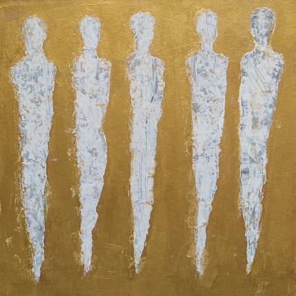 Peinture Les cinq d'or par Rocco Sophie | Tableau Art Singulier Acrylique, Collage, Sable