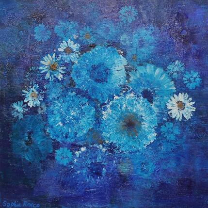 Peinture Fleurs d'océan par Rocco Sophie | Tableau Art Singulier Acrylique, Collage, Sable