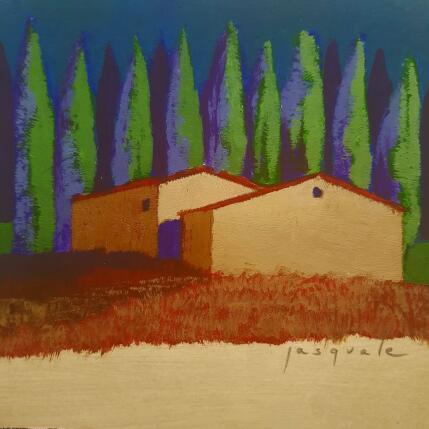 Painting Mas Provençal by Pasquale | Painting Figurative Acrylic Architecture, Landscapes, Nature