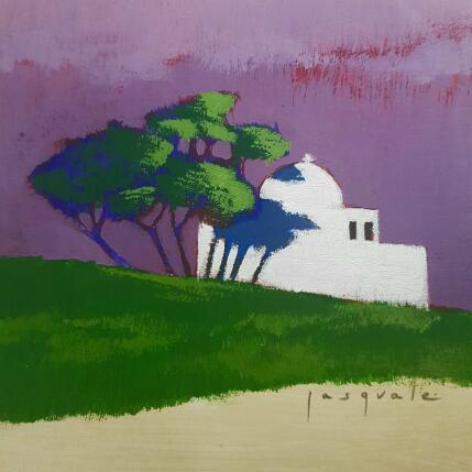 Peinture Megalochori par Pasquale | Tableau Figuratif Acrylique Architecture, Nature, Paysages