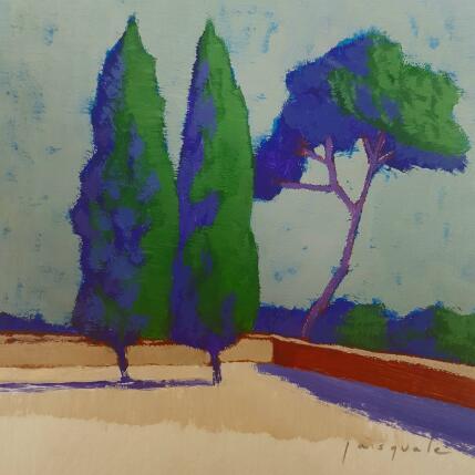 Peinture En terrasse par Pasquale | Tableau Figuratif Acrylique Architecture, Nature, Paysages