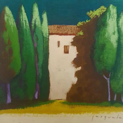 Painting Sur le chemin by Pasquale | Painting Figurative Acrylic Architecture, Landscapes, Nature, Pop icons