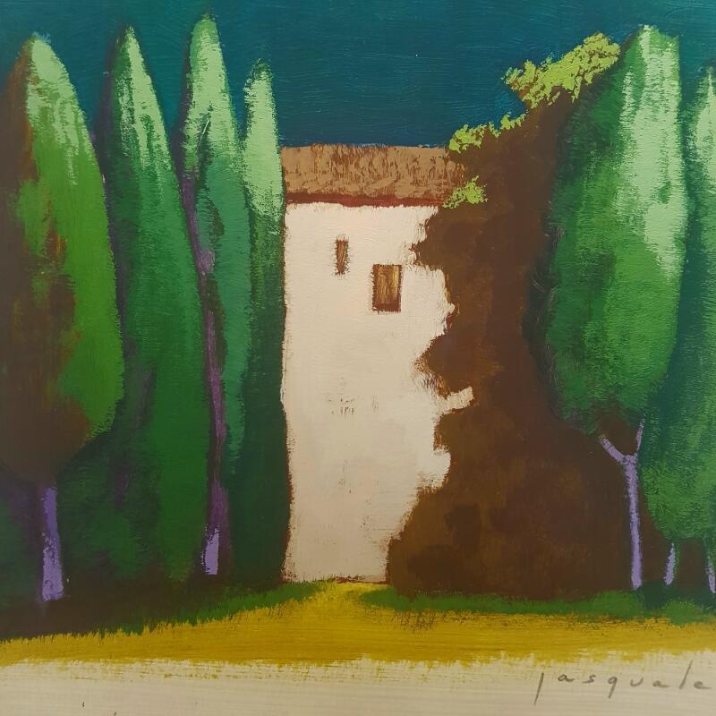 Peinture Sur le chemin par Pasquale | Tableau Figuratif Paysages Nature Architecture Acrylique