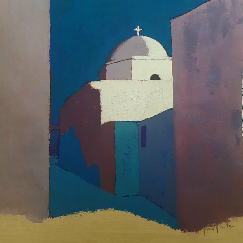 Painting Pyrgos by Pasquale | Painting Figurative Landscapes Nature Architecture Acrylic