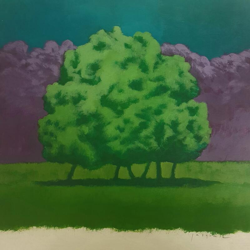 Painting Le grand bosquet by Pasquale | Painting Figurative Landscapes Nature Architecture Acrylic