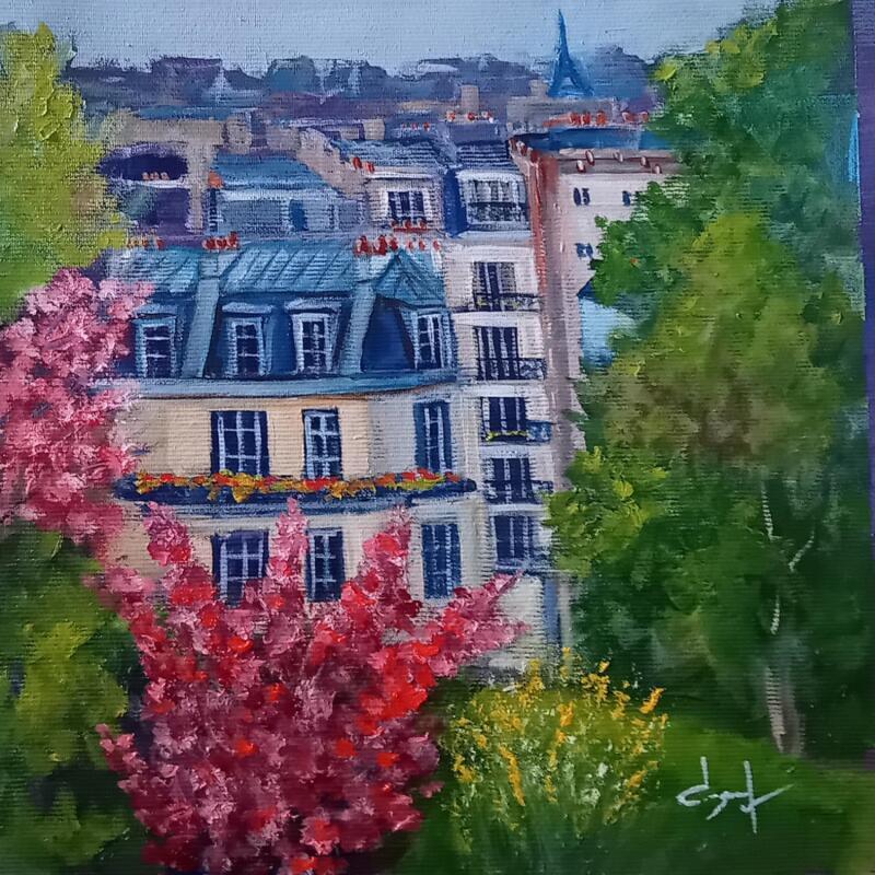 Painting Vive le printemps à Paris by Degabriel Véronique | Painting Figurative Landscapes Urban Life style Oil