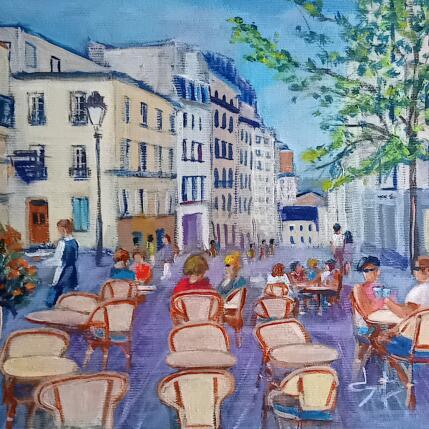 Gemälde Petite pause sur la butte Montmartre à Paris  von Degabriel Véronique | Gemälde Figurativ Öl Alltagsszenen, Landschaften, Urban