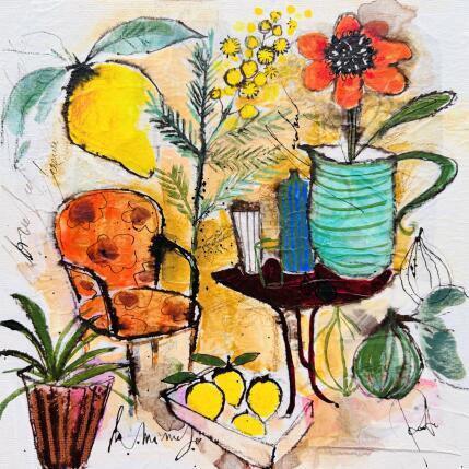 Painting Saveur jardin by Colombo Cécile | Painting Naive art Acrylic, Gluing, Ink, Pastel, Watercolor Nature, Pop icons, Still-life