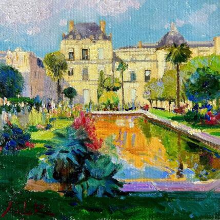 Peinture Golden Afternoon at the Jardin du Luxembourg par Xanlar | Tableau Impressionnisme Huile Architecture, Nature, Natures mortes