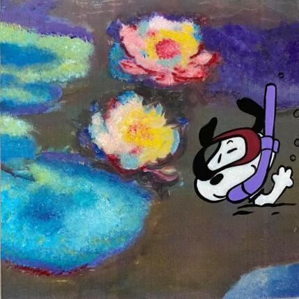 Painting Baignade dans les nymphéas by Marie G. | Painting Pop-art Acrylic, Wood Pop icons