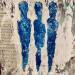 Painting Trio d'azur by Rocco Sophie | Painting Raw art Minimalist Acrylic Gluing