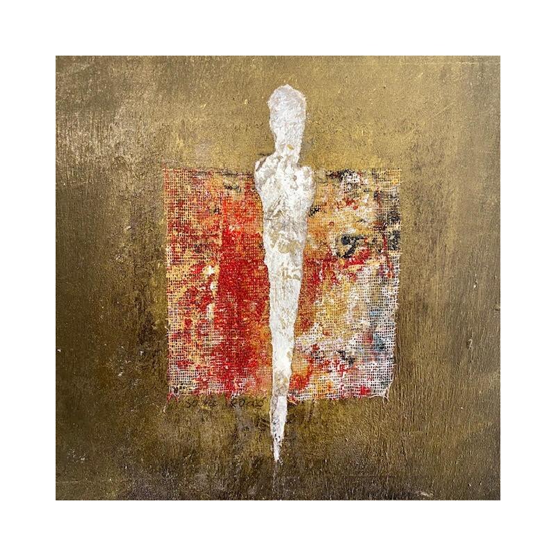 Painting L'homme de bronze by Rocco Sophie | Painting Raw art Acrylic Gluing Sand