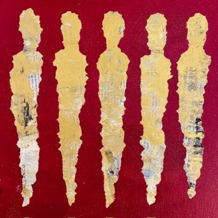 Peinture Joyaux des fées magiques par Rocco Sophie | Tableau Art Singulier Acrylique, Collage Minimaliste