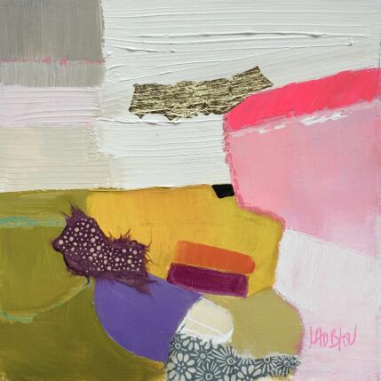 Peinture ST25-0524 par Lau Blou | Tableau Abstrait Acrylique, Collage, Feuille d'or, Pastel