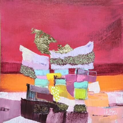 Peinture Le dîner secret par Lau Blou | Tableau Abstrait Acrylique, Collage, Feuille d'or, Pastel Paysages