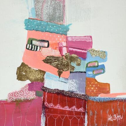 Peinture Les petites graines poussent par Lau Blou | Tableau Abstrait Acrylique, Collage, Feuille d'or, Pastel