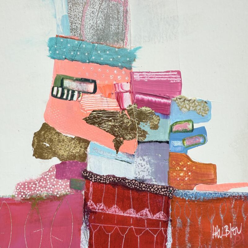 Gemälde Les petites graines poussent von Lau Blou | Gemälde Abstrakt Acryl Collage Pastell Blattgold