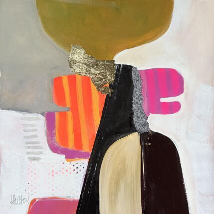 Peinture ST25-0523 par Lau Blou | Tableau Abstrait Acrylique, Collage, Feuille d'or, Pastel